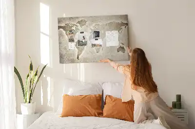 Printed Cork Memo Board World map