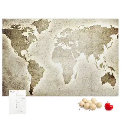 Printed Cork Memo Board World map
