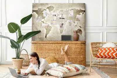 Printed Cork Memo Board World map