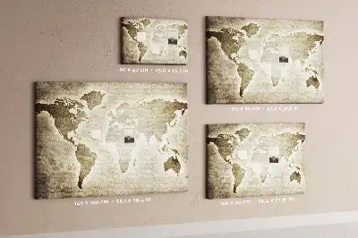 Printed Cork Memo Board World map