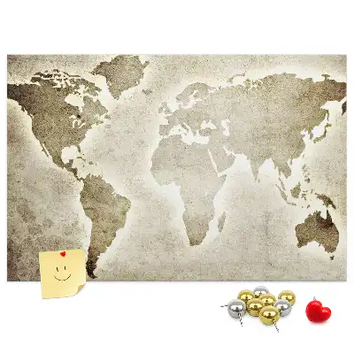 Printed Cork Memo Board World map