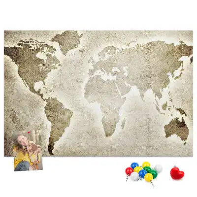 Printed Cork Memo Board World map