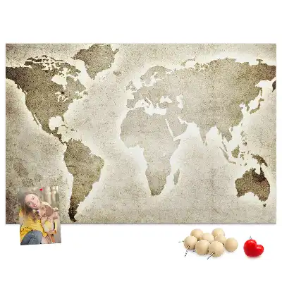 Printed Cork Memo Board World map