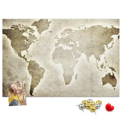 World Map Printed Cork Memo Board