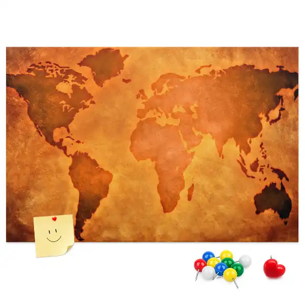 Large world map cork memo board
