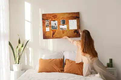 Large world map cork memo board