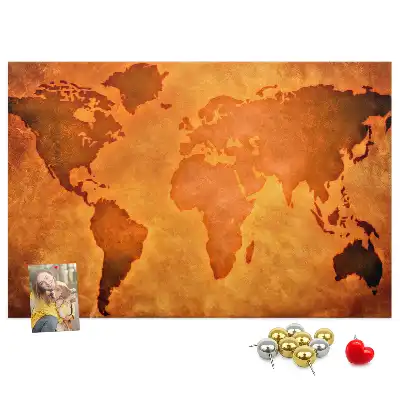 Large world map cork memo board