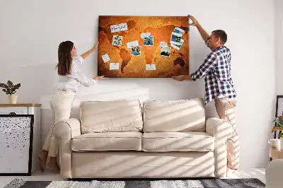 Large world map cork memo board