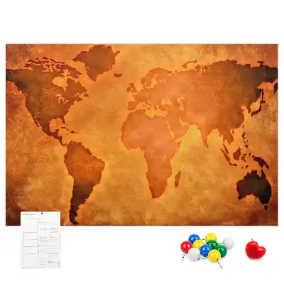 Large world map cork memo board