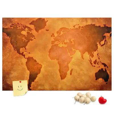 Large world map cork memo board