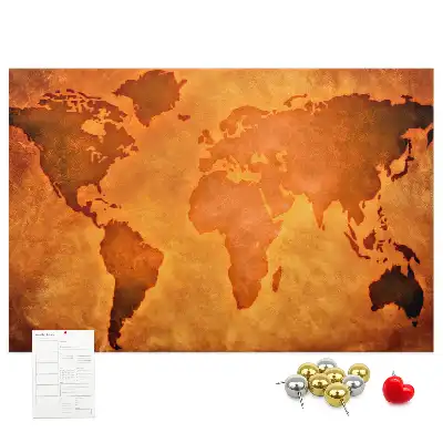 Large world map cork memo board