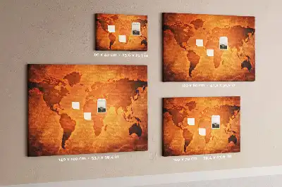 Large world map cork memo board
