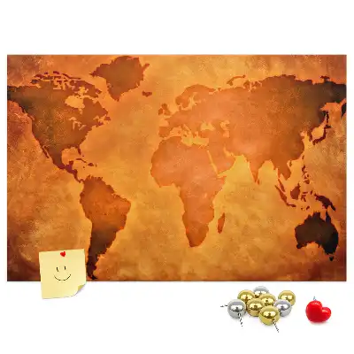 Large world map cork memo board