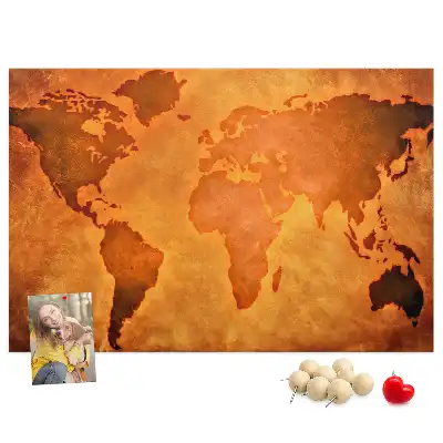 Large world map cork memo board