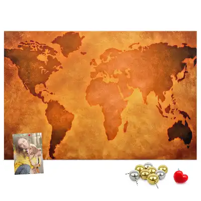 Large world map cork memo board