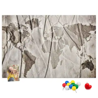 Printed Cork Board World map pattern