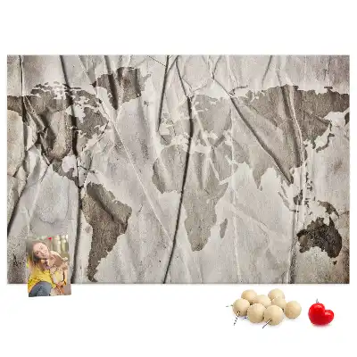 Printed Cork Board World map pattern