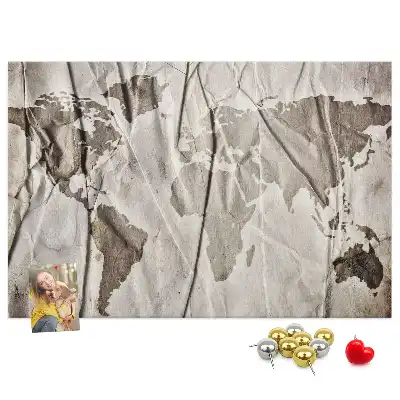 Printed Cork Board World map pattern
