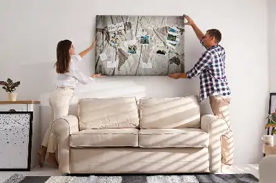 Printed Cork Board World map pattern