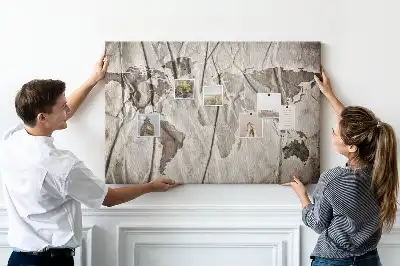 Printed Cork Board With World Map Pattern