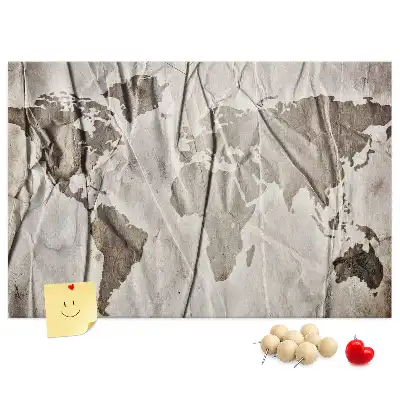 Printed Cork Board With World Map Pattern