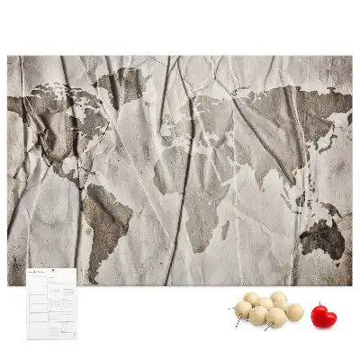 Printed Cork Board With World Map Pattern