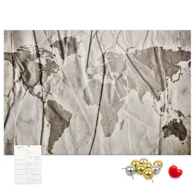 Printed Cork Board With World Map Pattern