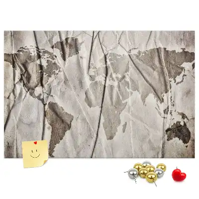 Printed Cork Board World map pattern