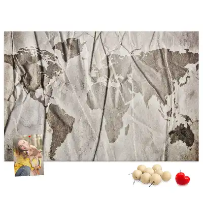 Printed Cork Board World map pattern