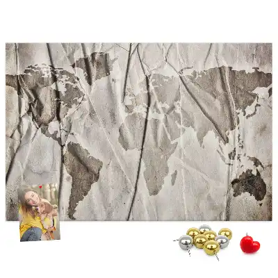 Printed Cork Board With World Map Pattern