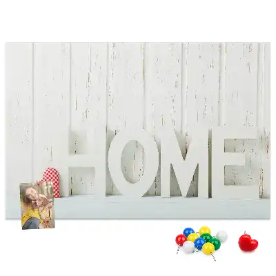 Printed Cork Memo Board Home lettering