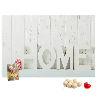 Printed Cork Memo Board Home lettering