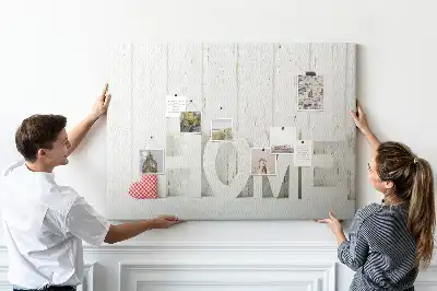 Printed Cork Memo Board Home lettering