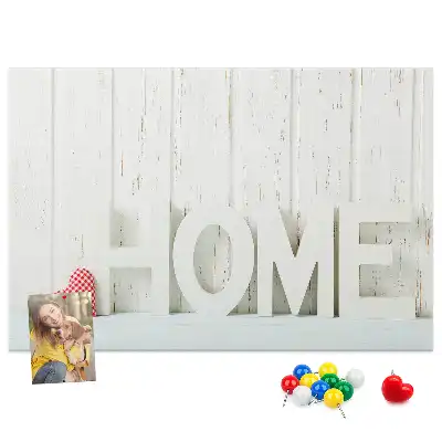 Printed Cork Memo Board Home lettering