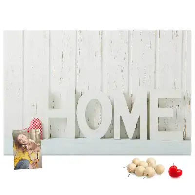 Printed Cork Memo Board Home lettering