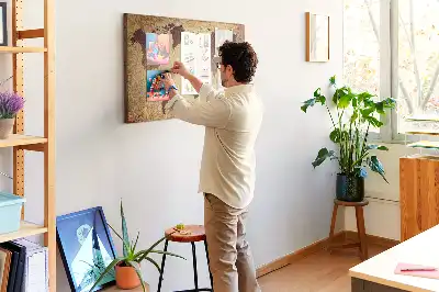 Cork memo board with old world map design