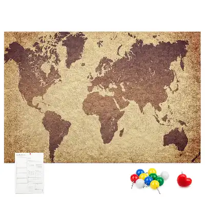 Cork memo board with old world map design