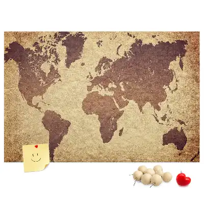 Cork memo board with old world map design