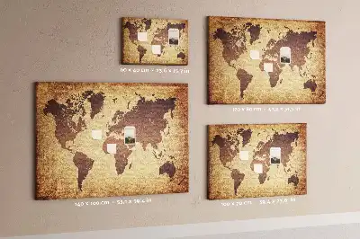 Cork memo board with old world map design