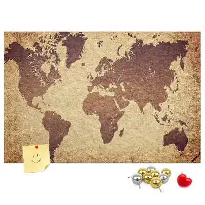 Cork memo board with old world map design