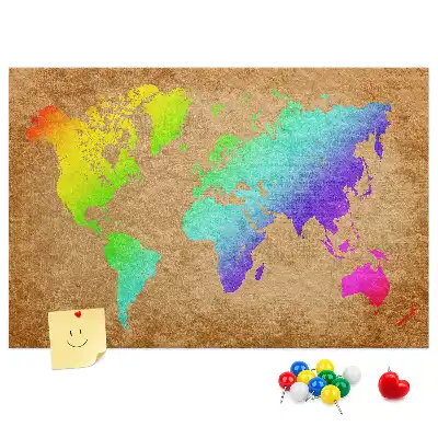 Printed Cork Board World map