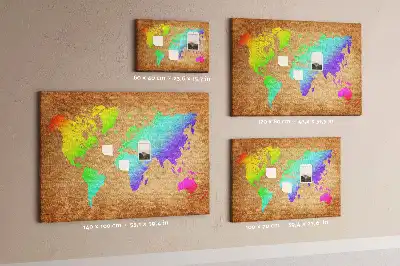 Printed Cork Board World map