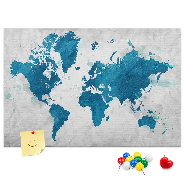 Printed Cork Memo Board World map