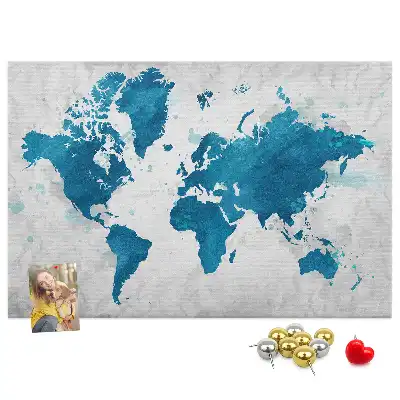 Printed Cork Memo Board World map