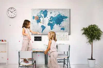 Printed Cork Memo Board World map