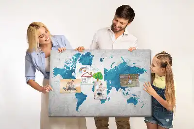 World Map Printed Cork Memo Board