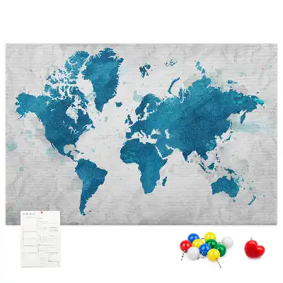Printed Cork Memo Board World map