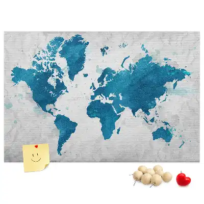 World Map Printed Cork Memo Board
