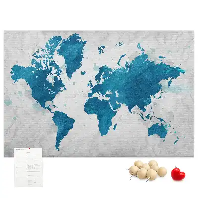 World Map Printed Cork Memo Board
