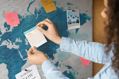 World Map Printed Cork Memo Board